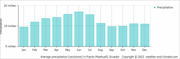 Average precipitation (rain/snow) in Puerto Misahuallí, Ecuador