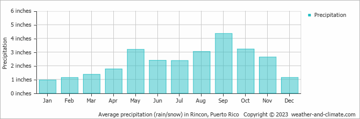 Average precipitation (rain/snow) in Punta Cana, Dominican Republic   Copyright © 2022  weather-and-climate.com  