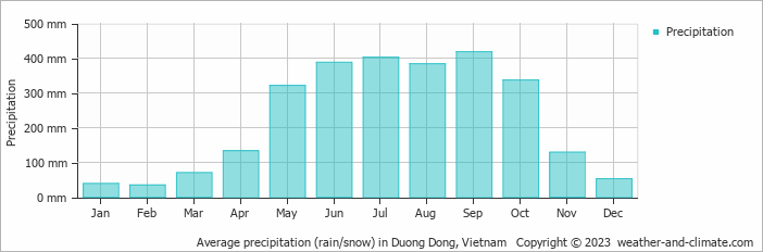 Average precipitation (rain/snow) in Duong Dong, Vietnam